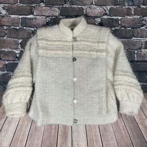 Vintage Fiberwork Handwoven Angora Goat Mohair Button Jacket Women’s Medium??